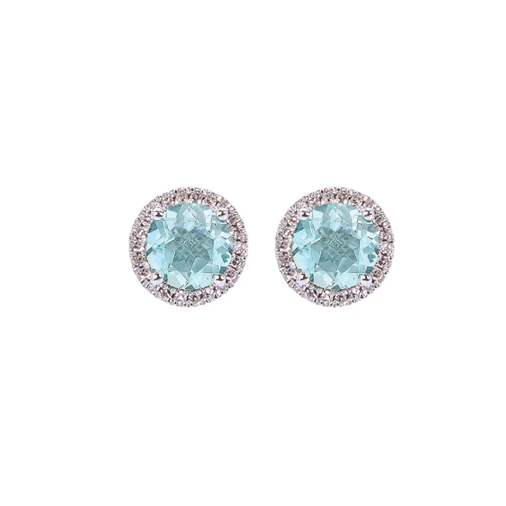 Sabel Collection Birthstone and Diamond Halo Earrings - Image 9