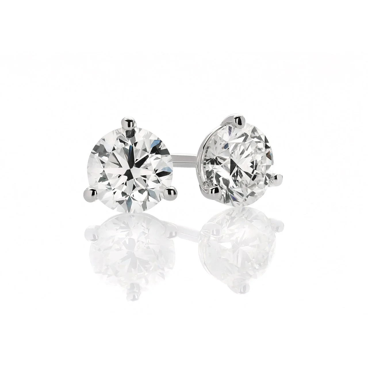 Sabel Collection Round Cut Diamond Studs in .70-.77cttw Weight