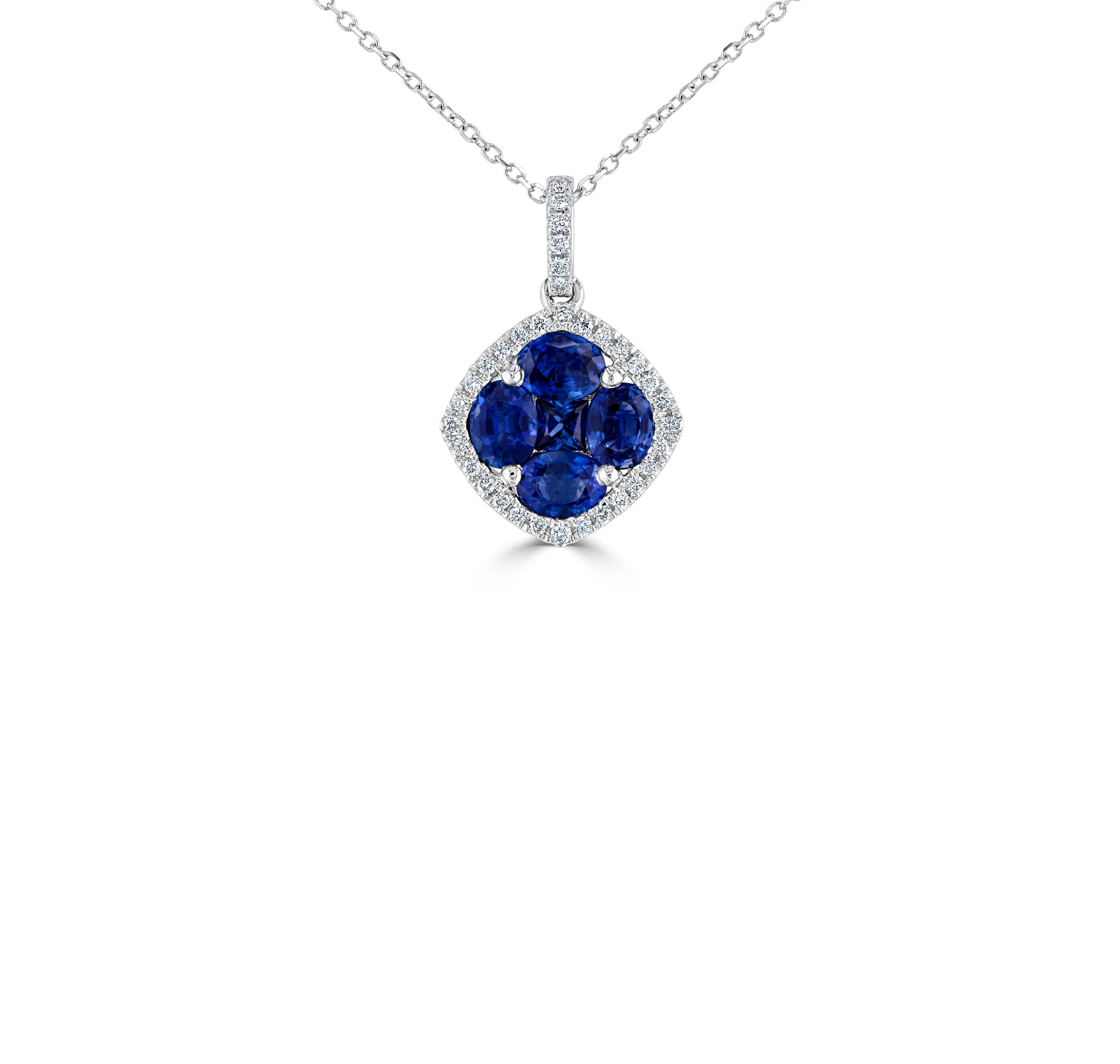 Sabel Collection White Gold Mixed Shape Sapphire and Diamond Pendant