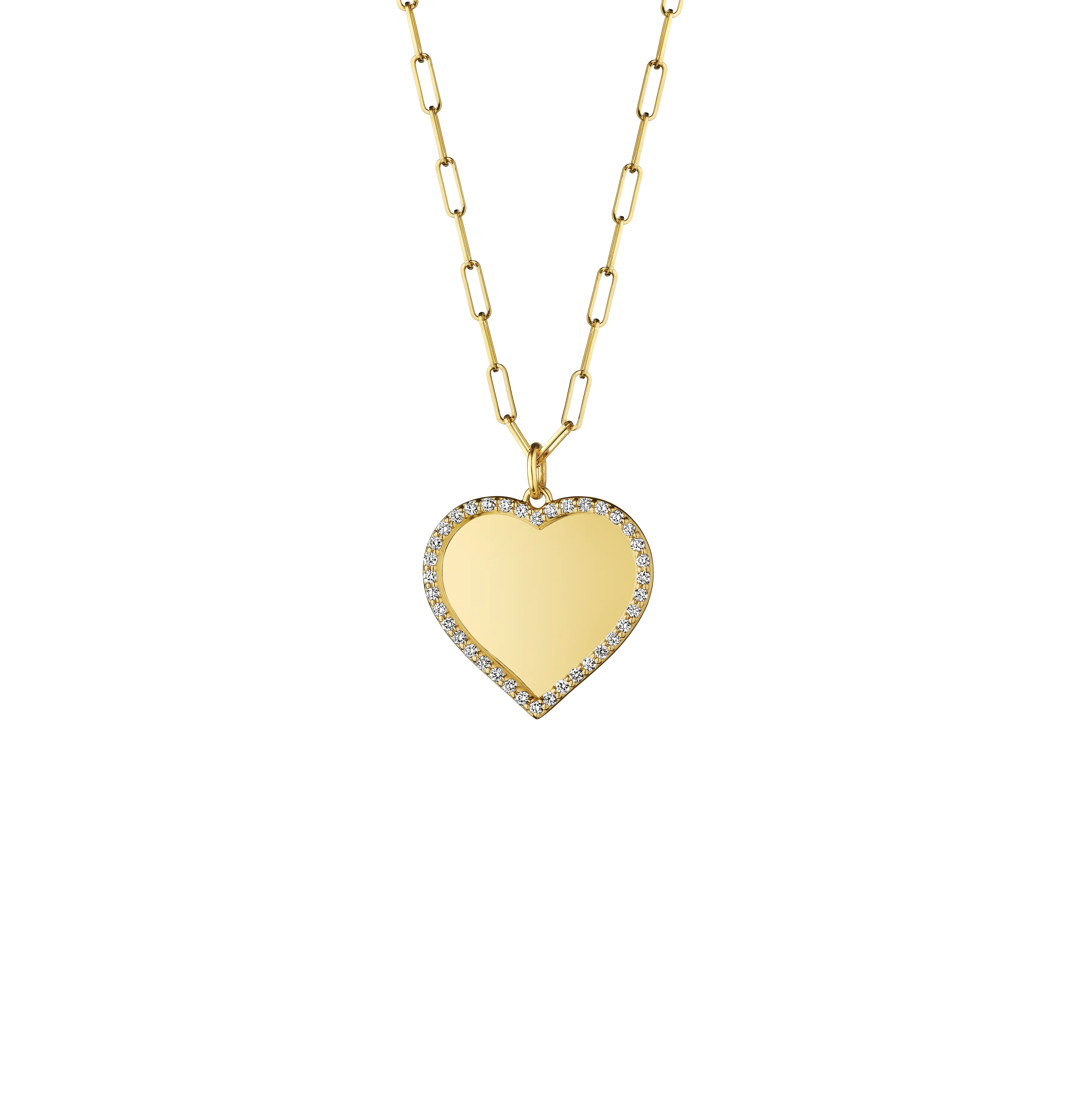 Sabel Collection Yellow Gold Round Diamond Concave Heart Pendant Necklace