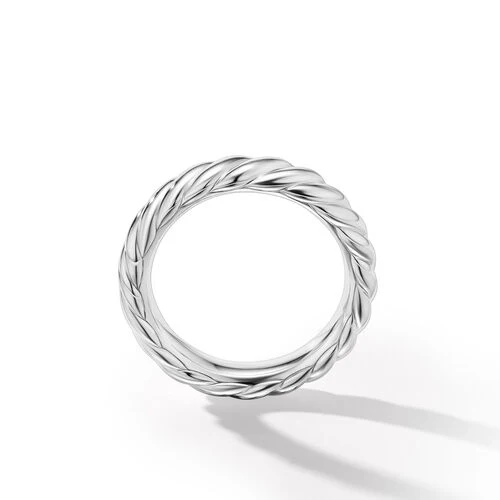 Sculpted Cable Band Ring in 18K White Gold, Size 6 - Image 2