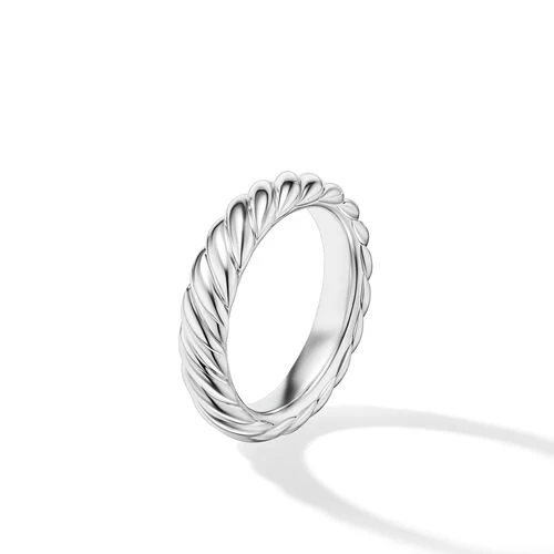 Sculpted Cable Band Ring in 18K White Gold, Size 7 - Image 3