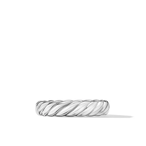 Sculpted Cable Band Ring in 18K White Gold, Size 7 - Image 4