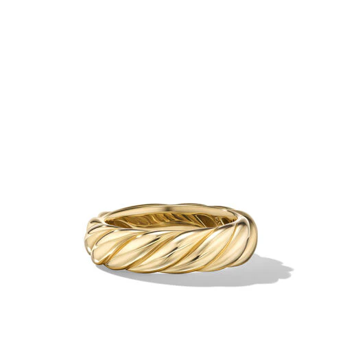 Sculpted Cable Band Ring in 18K Yellow Gold, Size 7 - Image 4