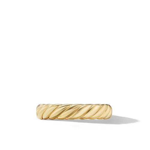 Sculpted Cable Band Ring in 18K Yellow Gold, Size 6 - Image 3
