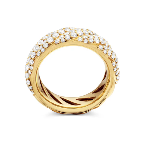 Sculpted Cable Band Ring in 18K Yellow Gold with Diamonds, 7.5mm, Size 6 - Image 5