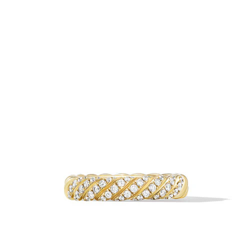 Sculpted Cable Band Ring in 18K Yellow Gold with Diamonds, Size 5 - Image 3