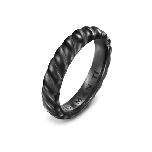 Sculpted Cable Band Ring in Black Titanium, 5mm, Size 10 - Image 2