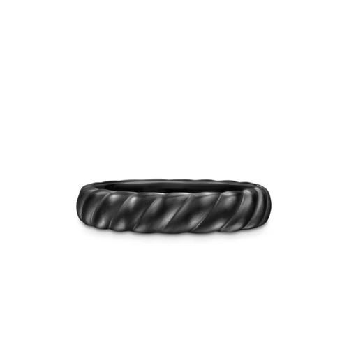 Sculpted Cable Band Ring in Black Titanium, 5mm, Size 9