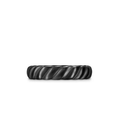 Sculpted Cable Band Ring in Black Titanium, 5mm, Size 9 - Image 3