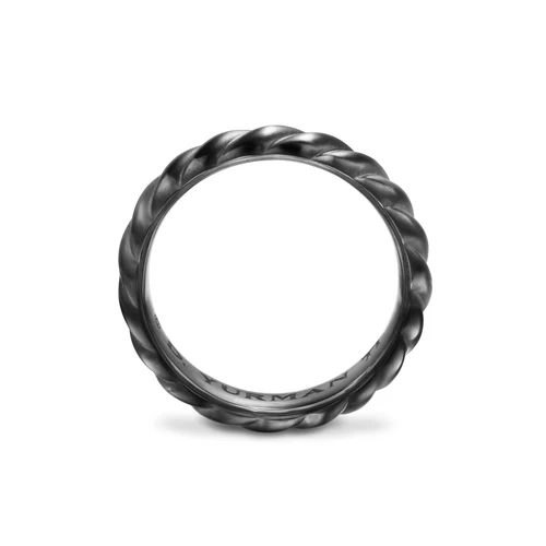 Sculpted Cable Band Ring in Black Titanium, 5mm, Size 9 - Image 4