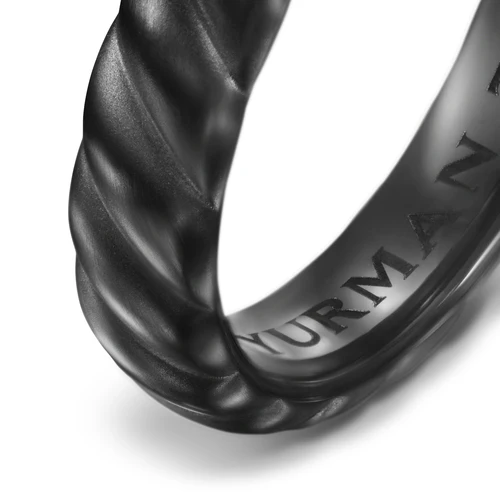 Sculpted Cable Band Ring in Black Titanium, 5mm, Size 9 - Image 5