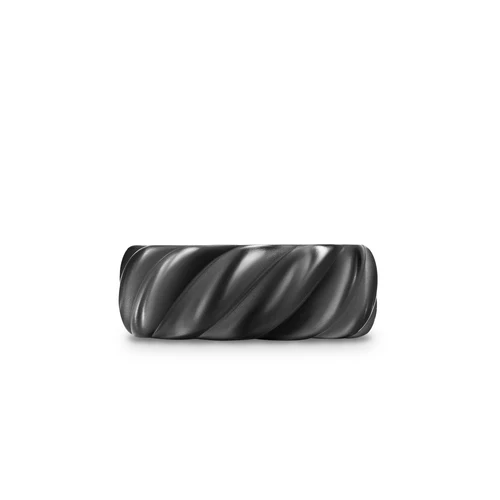 Sculpted Cable Band Ring in Black Titanium, 9mm, Size 10 - Image 2