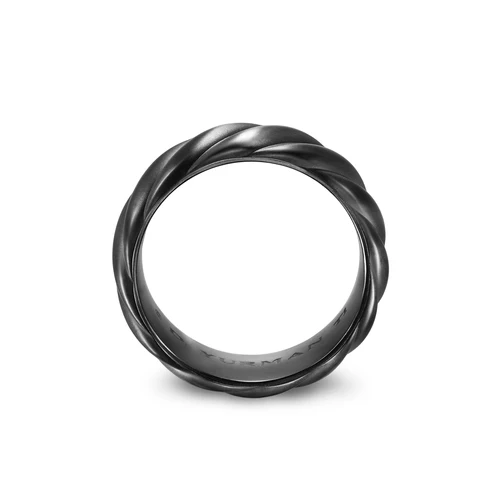 Sculpted Cable Band Ring in Black Titanium, 9mm, Size 10 - Image 4