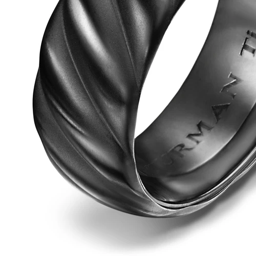 Sculpted Cable Band Ring in Black Titanium, 9mm, Size 10 - Image 5