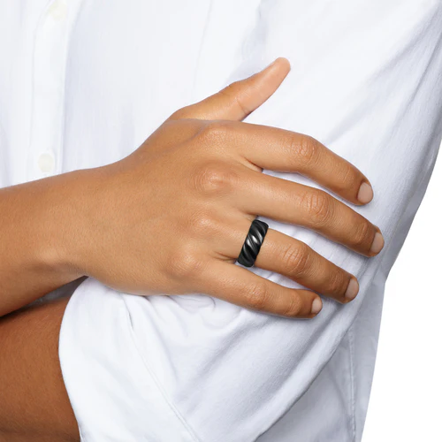 Sculpted Cable Band Ring in Black Titanium, 9mm, Size 10 - Image 6
