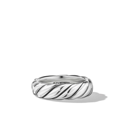Sculpted Cable Band Ring in Sterling Silver, Size 8