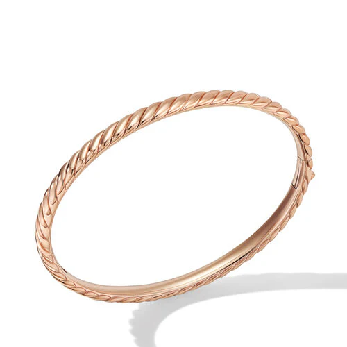 Sculpted Cable Bangle Bracelet in 18K Rose Gold, 4.6mm - Image 2