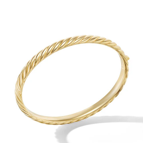Sculpted Cable Bangle Bracelet in 18K Yellow Gold, Size Large - Image 2