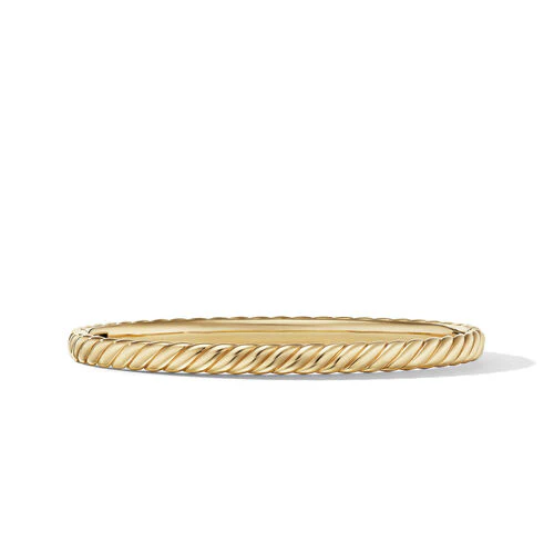 Sculpted Cable Bangle Bracelet in 18K Yellow Gold, Size Medium
