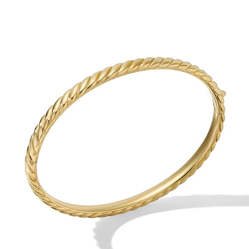 Sculpted Cable Bangle Bracelet in 18K Yellow Gold, Size Medium - Image 2