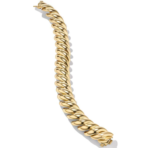 Sculpted Cable Bracelet in 18K Yellow Gold, 14mm - Image 3