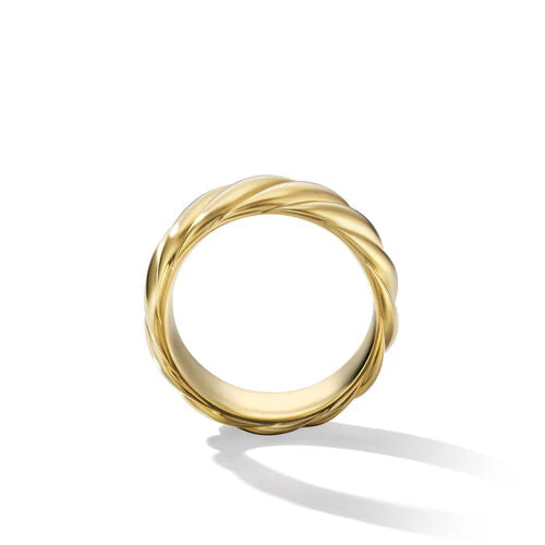 Sculpted Cable Contour Band Ring in 18K Yellow Gold - Image 2