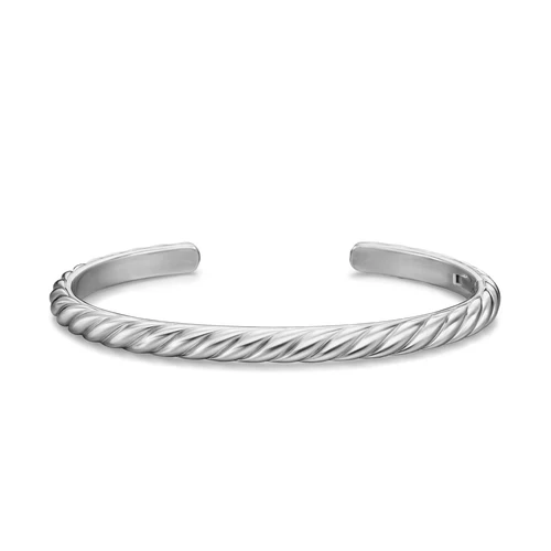 Sculpted Cable Cuff Bracelet in 18K White Gold, 5.5mm, Size Medium - Image 2