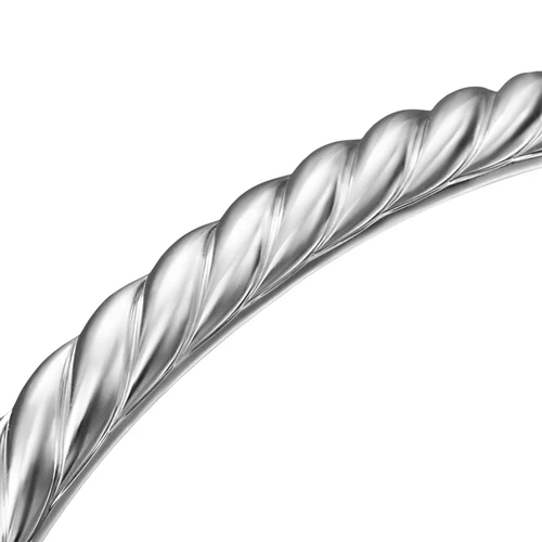 Sculpted Cable Cuff Bracelet in 18K White Gold, 5.5mm, Size Medium - Image 4
