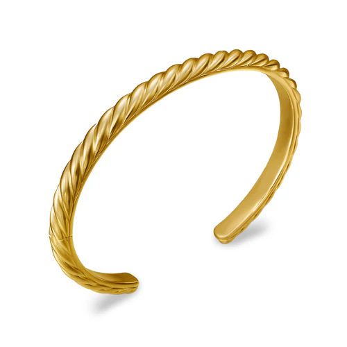 Sculpted Cable Cuff Bracelet in 18K Yellow Gold, 5.5mm, Size Medium - Image 2
