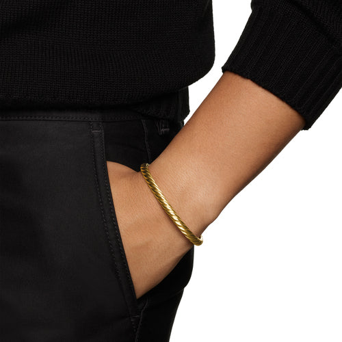 Sculpted Cable Cuff Bracelet in 18K Yellow Gold, 5.5mm, Size Medium - Image 5