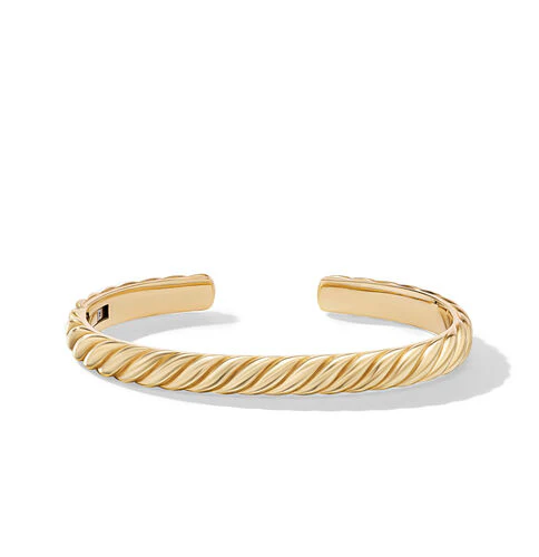 Sculpted Cable Cuff Bracelet in 18K Yellow Gold, Size Large - Image 3