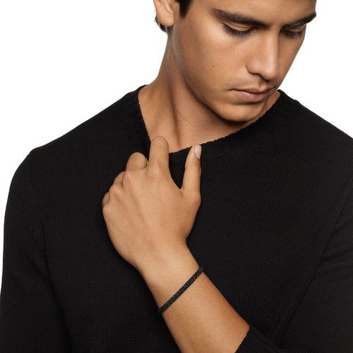 Sculpted Cable Cuff Bracelet in Black Titanium with Black Diamonds, 5.5mm, Size Medium - Image 5