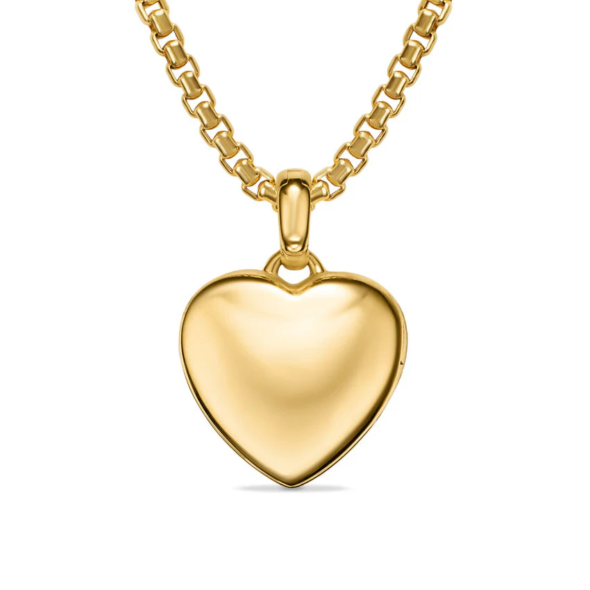 Sculpted Cable Heart Locket in 18K Yellow Gold, 23mm - Image 3
