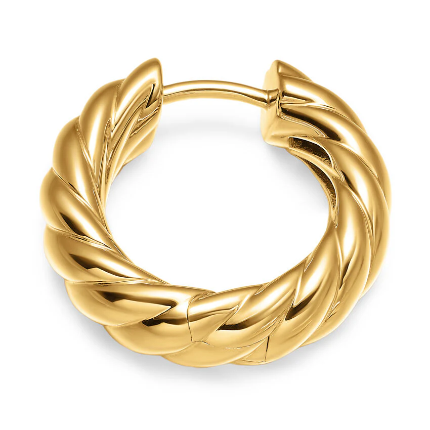 Sculpted Cable Hoop Earrings in 18K Yellow Gold, 18.6mm - Image 3