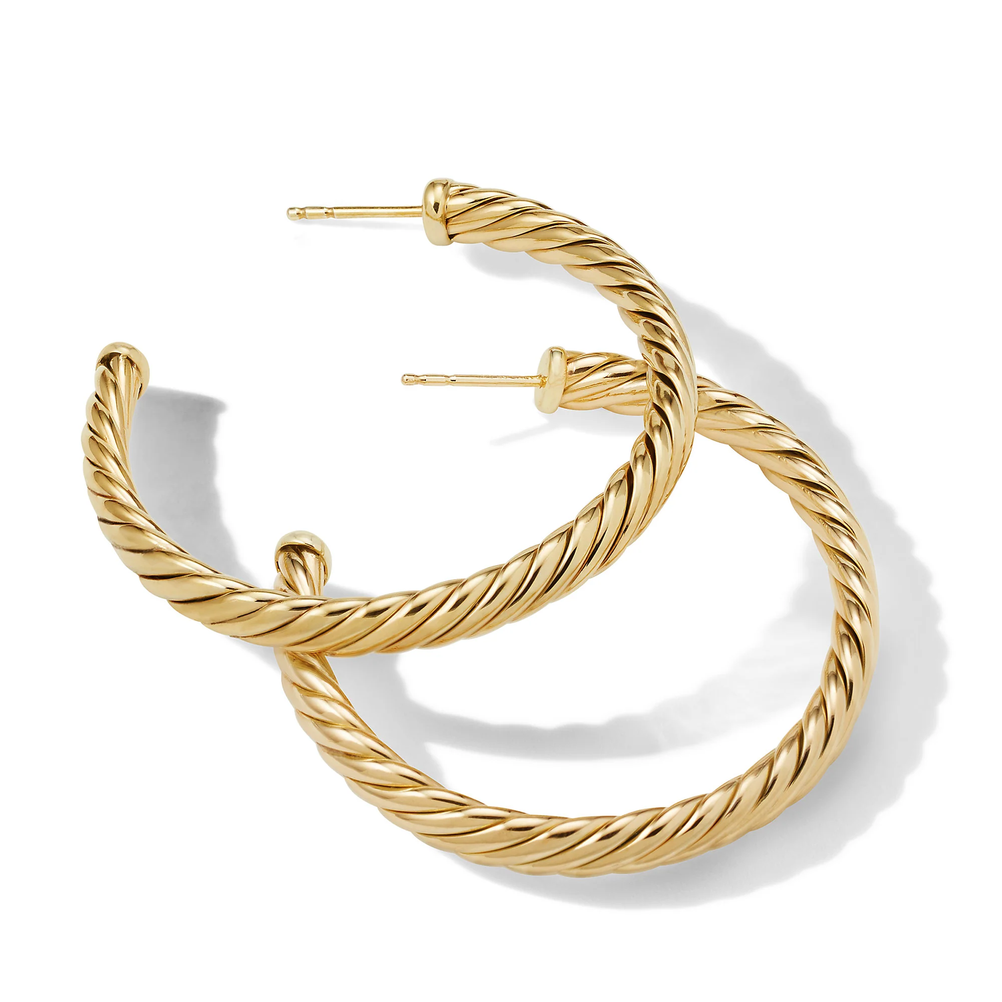 Sculpted Cable Hoop Earrings in 18K Yellow Gold - Image 2