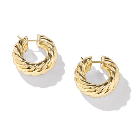 Sculpted Cable Hoop Earrings in 18K Yellow Gold - Image 2