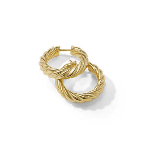 Sculpted Cable Hoop Earrings in 18K Yellow Gold - Image 2