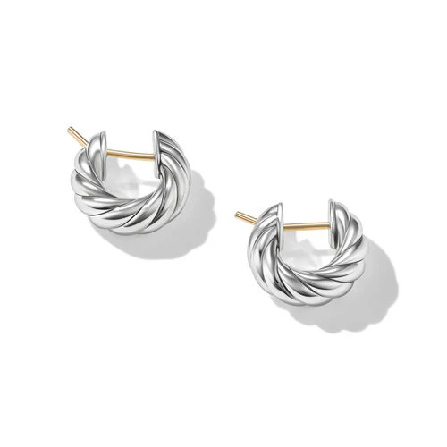 Sculpted Cable Hoop Earrings in Sterling Silver - Image 2