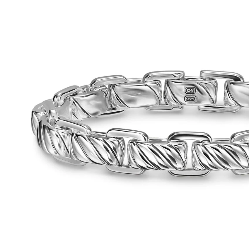 Sculpted Cable Link Bracelet in Sterling Silver, 12mm, Size Medium - Image 2