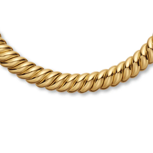 Sculpted Cable Necklace in 18K Yellow Gold, 14mm, 17" - Image 5