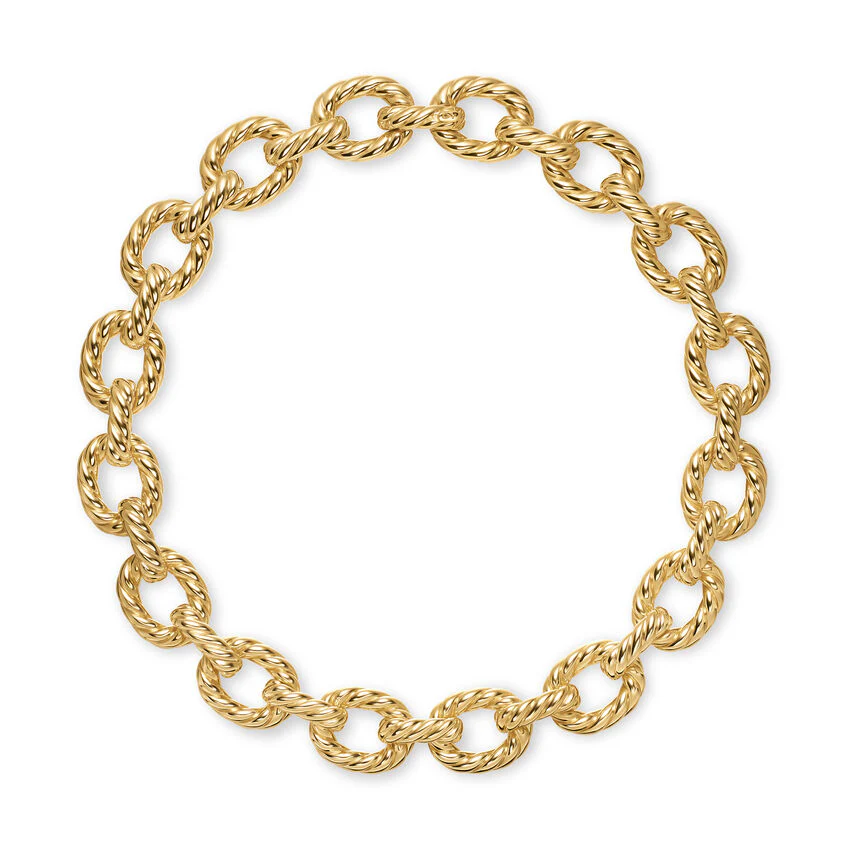 Sculpted Cable Oval Link Necklace in 18K Yellow Gold, 18mm, 20"