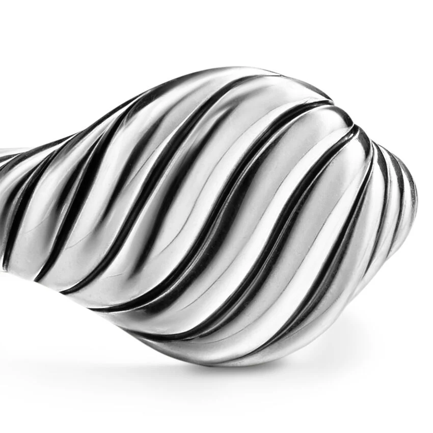 Sculpted Cable Pinky Ring in Sterling Silver, 10mm, Size 4 - Image 5