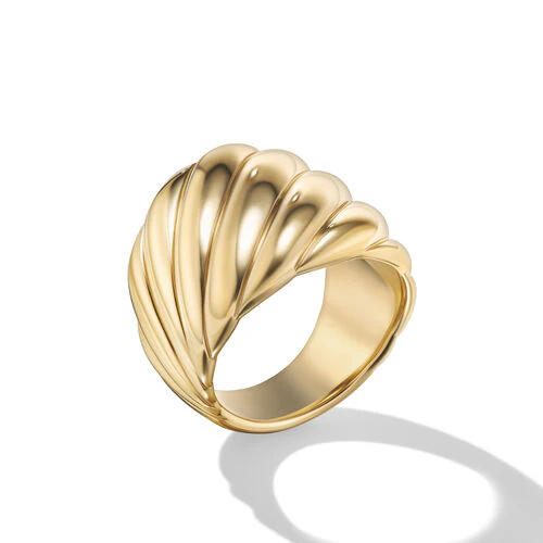 Sculpted Cable Ring in 18K Yellow Gold, Size 7 - Image 2