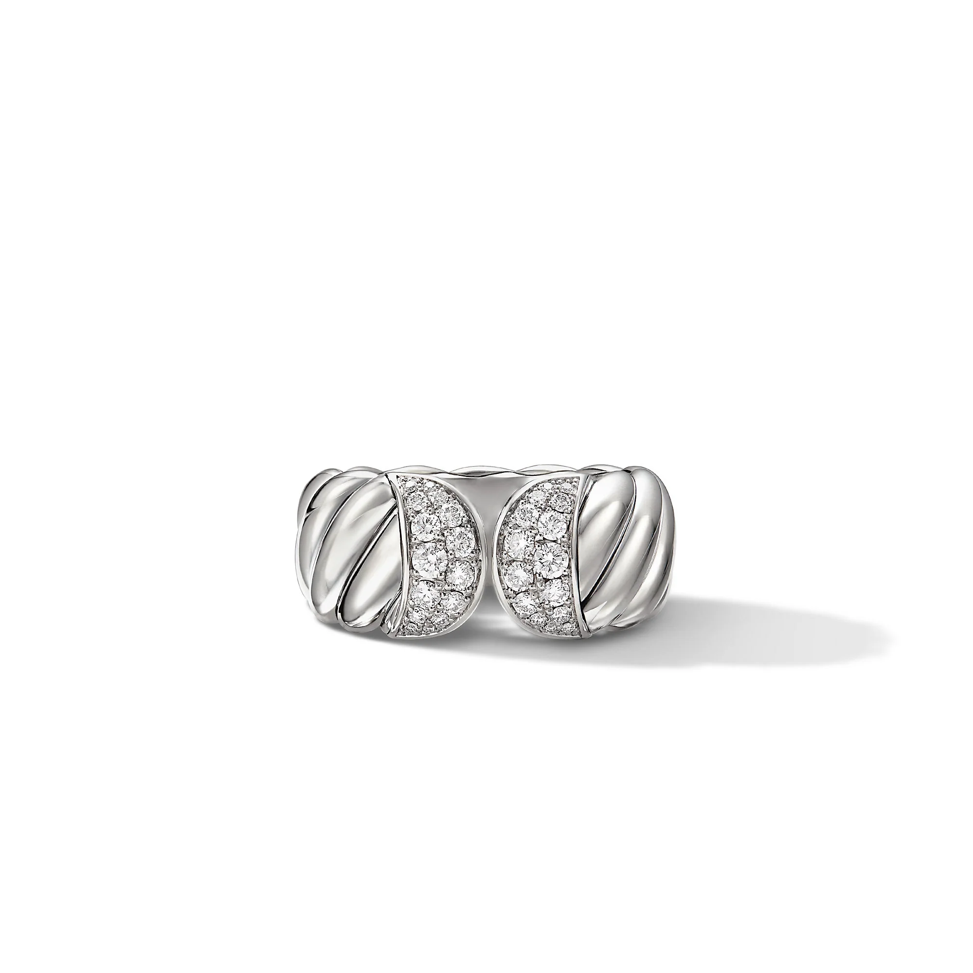 Sculpted Cable Ring with Pavé Diamonds, Size 6 - Image 2