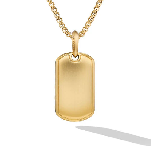 Sculpted Cable Tag in 18K Yellow Gold, 27mm - Image 2
