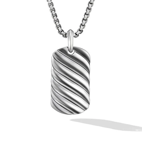Sculpted Cable Tag in Sterling Silver - Image 2