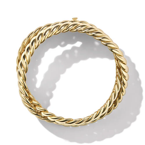 Sculpted Cable Triple Wrap Bracelet in 18K Yellow Gold, 8.5mm, Size Medium - Image 2