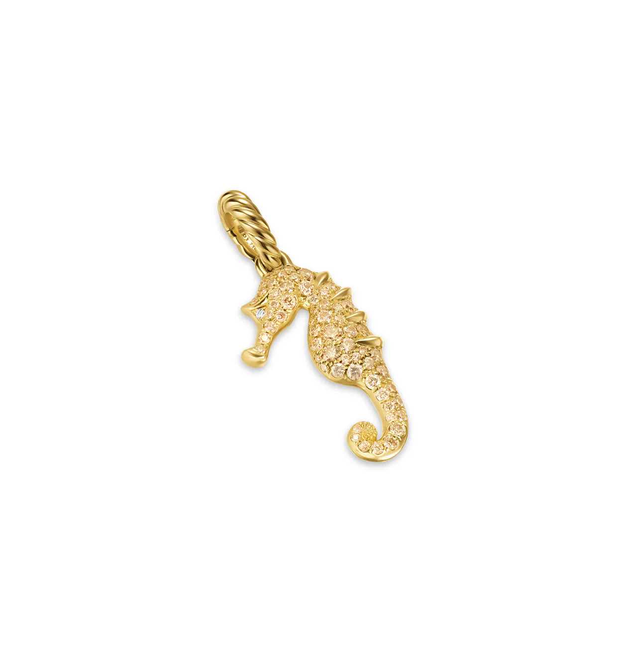 Seahorse Amulet in 18K Yellow Gold with Cognac Diamonds and Diamonds, 22mm