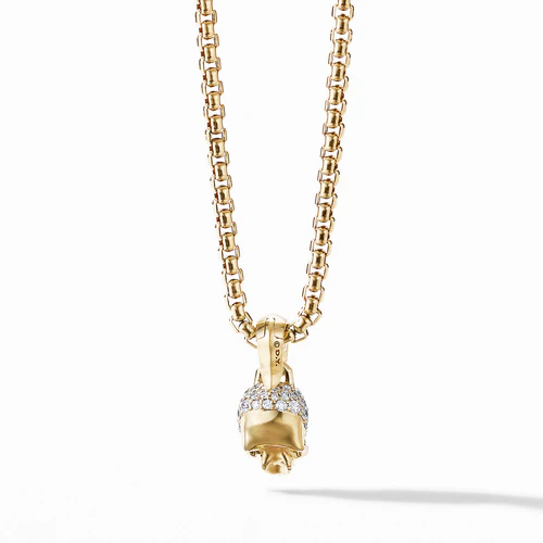 Skull Charm with Full Pavé Diamonds and 18K Yellow Gold - Image 2